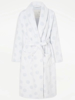 Light Blue Spot Dressing Gown Lingerie at ASDA