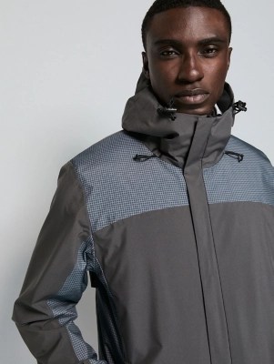 Grey Grid Lightweight Waterproof Jacket Men at ASDA