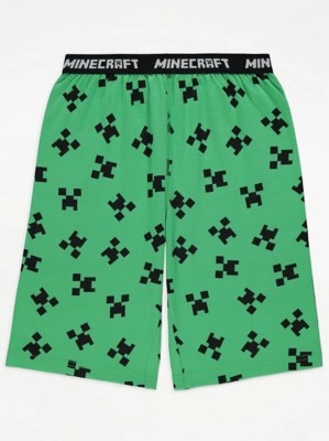 Minecraft Green Pyjama Shorts Kids at ASDA