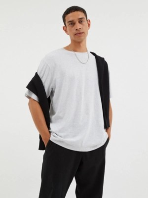 Grey Plain Oversized TShirt Men at ASDA