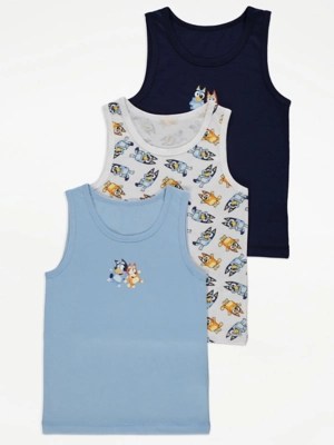 Bluey Character Print Vests 3 Pack Kids at ASDA
