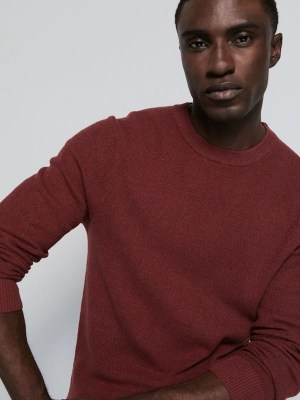 Burgundy Knitted Crew Neck Jumper Men at ASDA