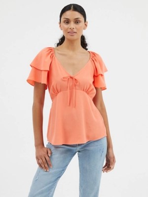 Coral Tie Front Blouse Women at ASDA