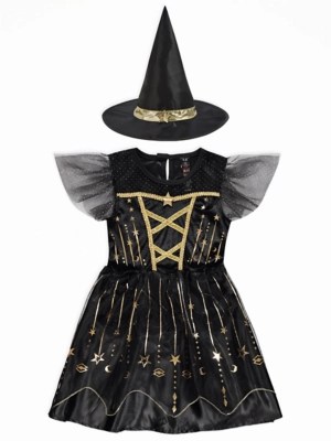 Black Light Up Witch Halloween Fancy Dress Costume Kids at ASDA