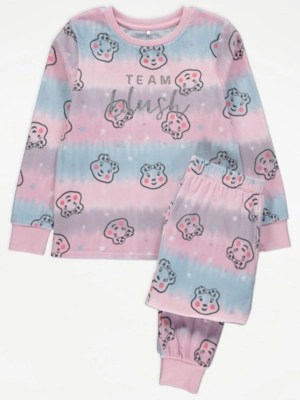 Children In Need Blush Tie Dye Fleece Pyjamas Kids at ASDA