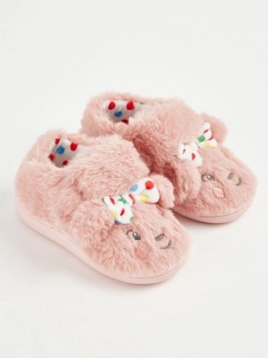 Children In Need Blush Faux Fur Slippers Kids at ASDA
