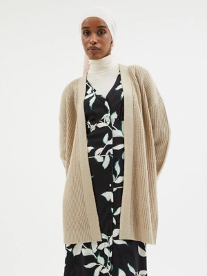 Neutral Chunky Knit Cardigan Women at ASDA