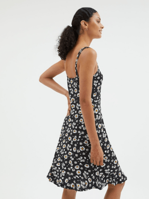 Black Daisy Print Mini Sundress Women at ASDA