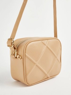 Camel Quilted Cross Body Bag Women at ASDA