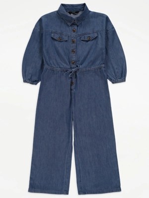 Mid Wash Denim Boiler Suit Kids at ASDA