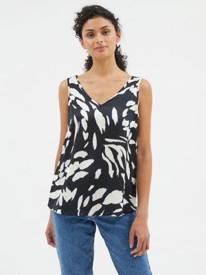 Black Printed Satin Vest Top Women at ASDA