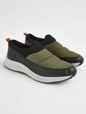 Khaki Slip On Fur Lined Casual Shoes Men at ASDA