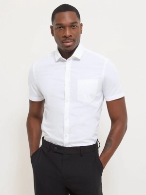 White Short Sleeve Slim Fit Formal Shirts 2 Pack Men at ASDA