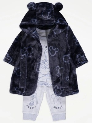 Disney Mickey Mouse Navy Dressing Gown and Pyjamas Set Baby