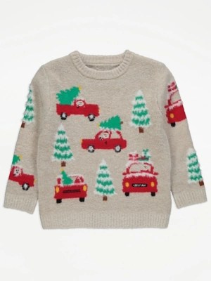 Stone Santa Tree Knitted Christmas Jumper Kids at ASDA