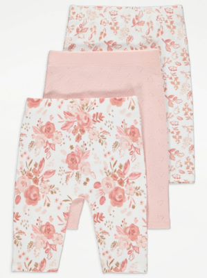 Floral Leggings 3 Pack Baby at ASDA