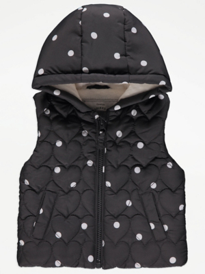 Charcoal Spotty Quilted Gilet Baby at ASDA