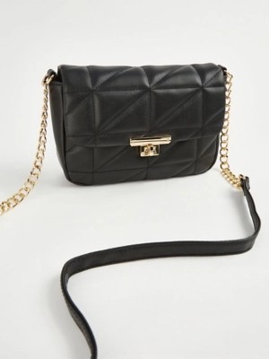 Black Quilted Chain Cross Body Bag Women at ASDA