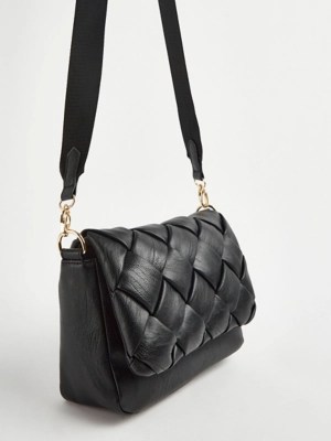 Black Quilted Woven Cross Body Bag Women at ASDA