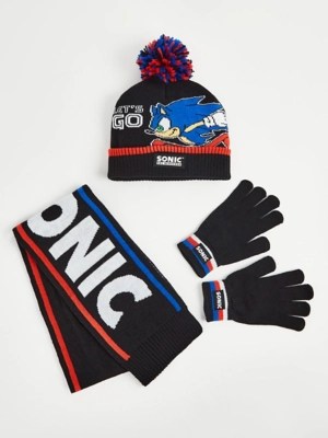 Sonic The Hedgehog Pom Pom Hat Scarf and Gloves Set Kids at ASDA