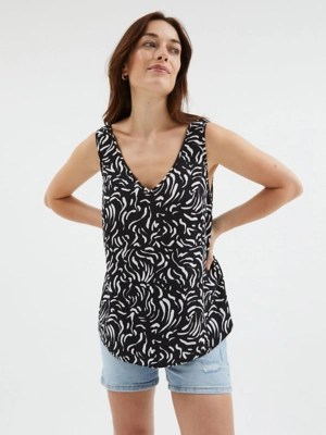 Black Printed Sleeveless Blouse Women at ASDA