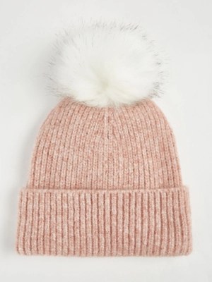 Pink Faux Fur Bobble Hat Women at ASDA