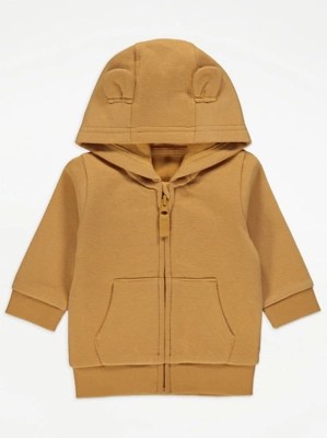 Mustard Zip Up Hoodie Baby at ASDA