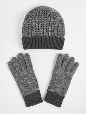 Grey Thinsulate Knitted Hat and Gloves Set Men at ASDA