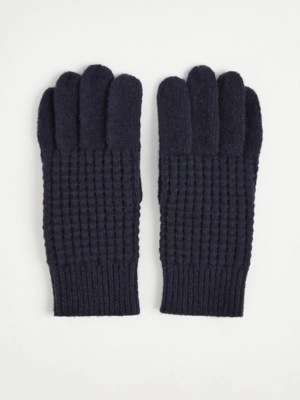 Navy Chunky Knit Gloves Men at ASDA