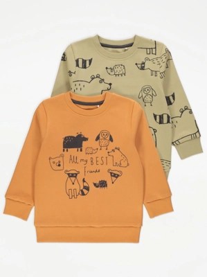 Woodland Animal Sweatshirts 2 Pack Kids at ASDA
