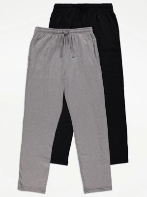 Cotton Rich Straight Leg Lounge Pants 2 Pack Men at ASDA