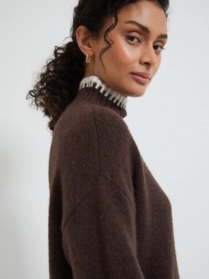 Brown Blanket Stitch Knitted Jumper Women at ASDA