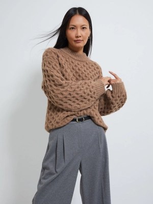 Brown Textured Knitted Jumper Women at ASDA