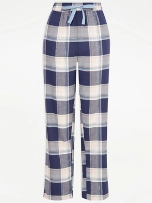 Blue Checked Pyjama Bottoms Lingerie at ASDA
