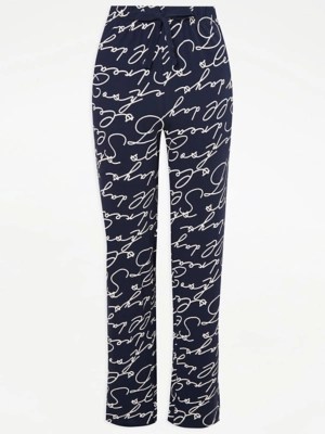 Navy Script Pyjama Bottoms Lingerie at ASDA