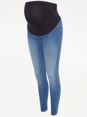 Maternity Mid Wash Over The Bump Jeggings Women at ASDA
