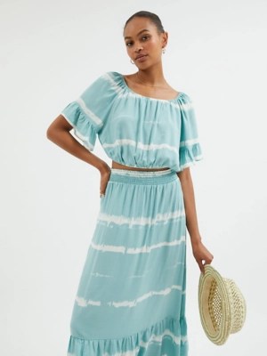 Blue Washed Tie Dye Cropped Coord Top Women at ASDA