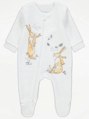 Guess How Much I Love You White Zip Up Fleece Sleepsuit Baby