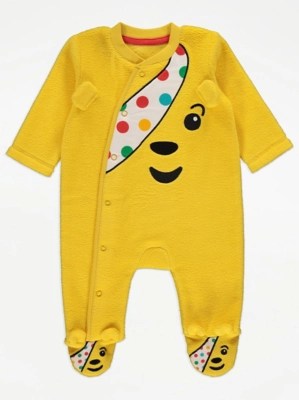 Children In Need Pudsey Fleece Snuggle Sleepsuit Baby at ASDA