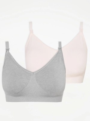 Maternity Grey Comfort Bras 2 Pack Lingerie at ASDA