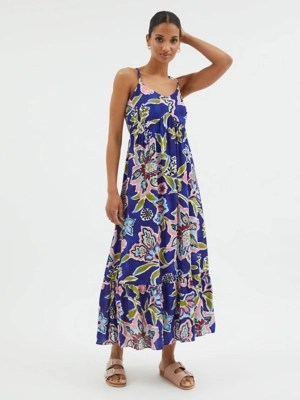 Blue Floral Strappy Maxi Dress Women at ASDA