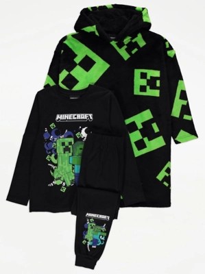 Minecraft Fleece Snuggle Hoodie and Pyjamas 3 Piece Set Kids