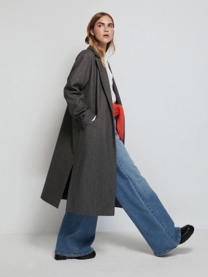 Grey Herringbone Longline Formal Coat Women at ASDA