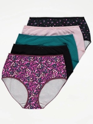 Ditsy Floral Full Brief Knickers 5 Pack Lingerie at ASDA