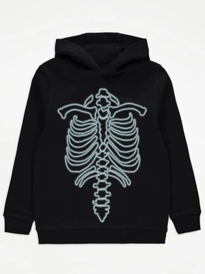 Halloween Black Skeleton Print Hoodie Kids at ASDA