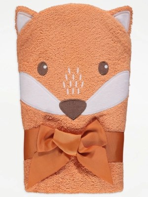 Orange Fox Hooded Towel Baby at ASDA