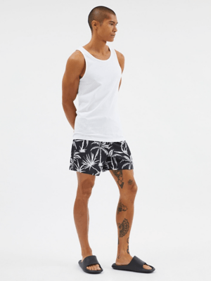 Black Palm Tree Swim Shorts Men at ASDA