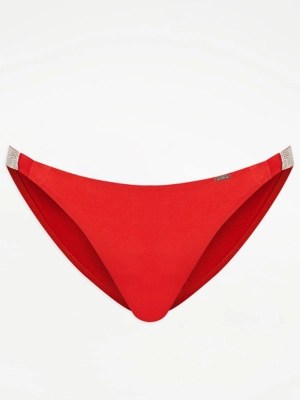 Entice Red Diamante Trim Tanga Knickers Lingerie at ASDA