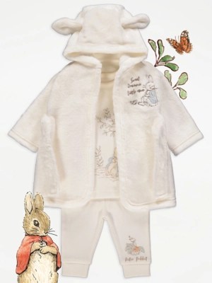Peter Rabbit Cream Dressing Gown and Pyjamas Set Baby at ASDA