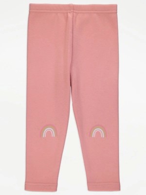 Pink Rainbow Fleece Lined Leggings Kids at ASDA